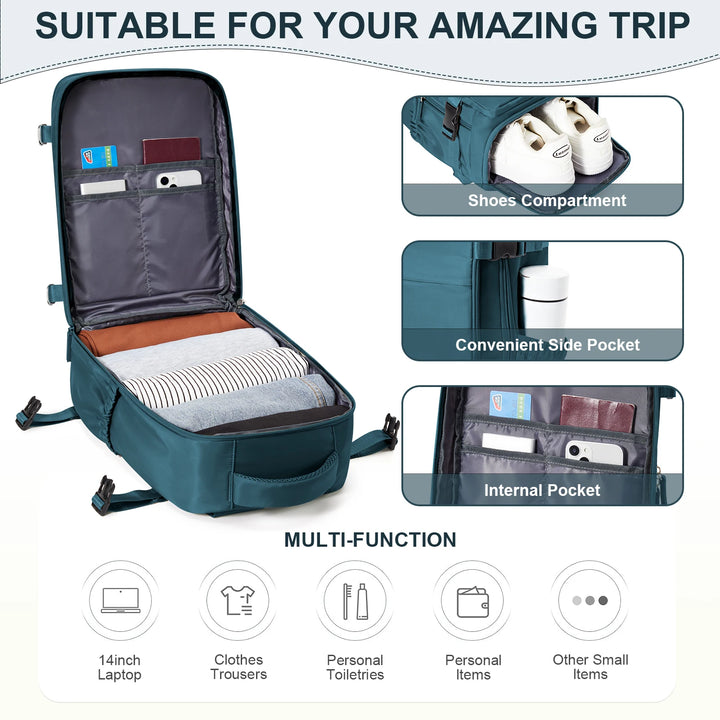 Travel smart – no extra fees!
Ryanair-approved 40x20x25 cabin backpacks. Perfect for business, college, and travel. Waterproof, stylish, and underseat-ready. ✈️🎒