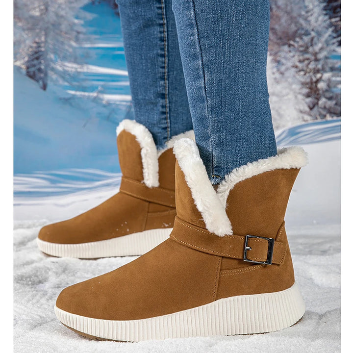 New Fashionable Bow Round Toe Elegant Snow Boots Winter Flat Wear-resistant Soft Students Plus Velvet Warm Women's Shoes