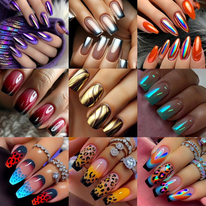 Halloween Fashion Nail Art 216 pieces Nail art patch set Pumpkin Moon Bat Flower Table Nail Art patch Detachable nail art mid-le