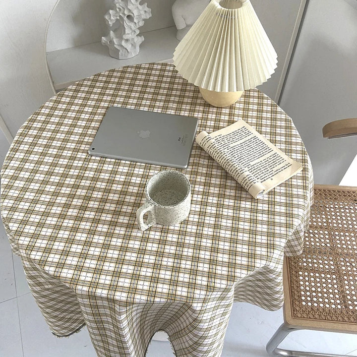Dustproof Plaid Table Cloth Korean Tablecloth Simple Dining Desk Cover Rectangle Photo Background Cloth Living Room Decor 식탁보