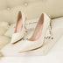 Light Luxury Sexy Women Dress Shoes 2025 Autumn Metal Flower Fashion High Heel Wedding White Pointed Sequins Shiny Female Pumps