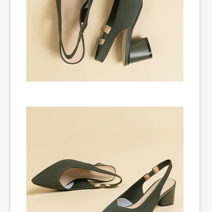 DIMANYU Women Dress Shoes Knitted Solid Color Toe Back Trip Fashion Sandals Women Pointed Toe Shallow Sidespace Women Sandals