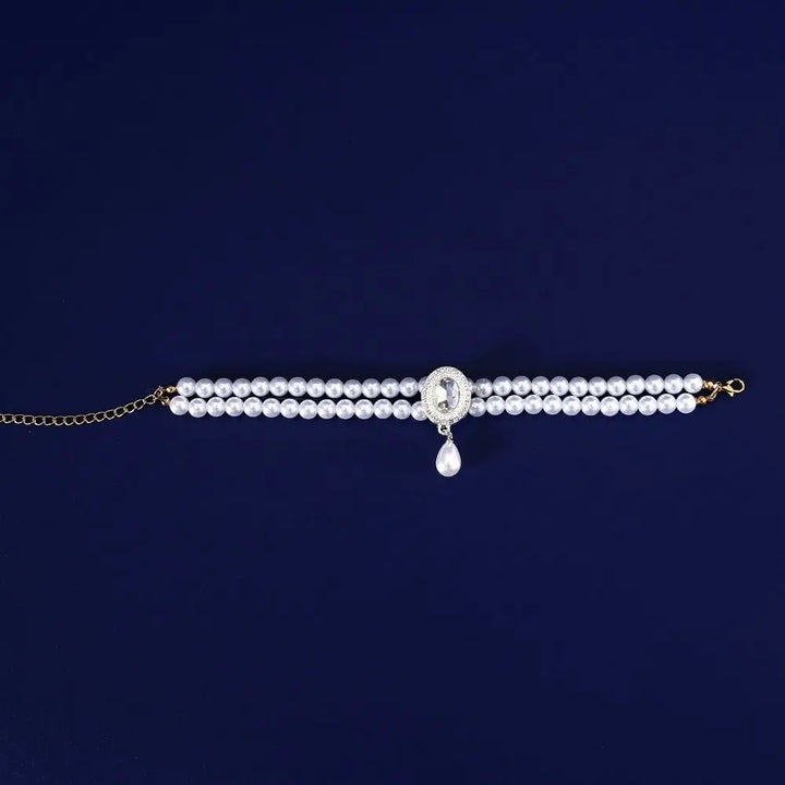 Pet Accessories Double Layer Pearl Pet Necklace Sweet Flower Pendant Cat Neck Chain Adjustable Pet Pearl Collar For Cats Puppy