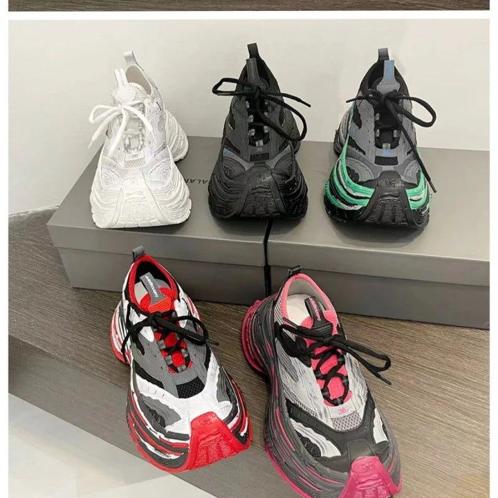 Fashion Designer Shoes Sneakers for Women and Men Mixed Colors Mesh Air Thick Sole Couple Chunky Sneakers Height-increasing