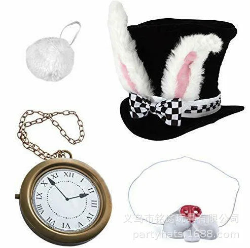 Halloween Easter White Rabbit Top Hat Alice Cosplay Bunny Bowler Men Women Magician Costume Accessory Suit Fairy Tale Tea Party