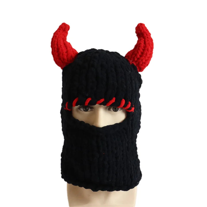 Halloween Funny Rabbit Ears Creative Knitted Hat Beanies Warm Full Face Cover Ski Mask Hat Windproof Balaclava Hat Outdoor Sport