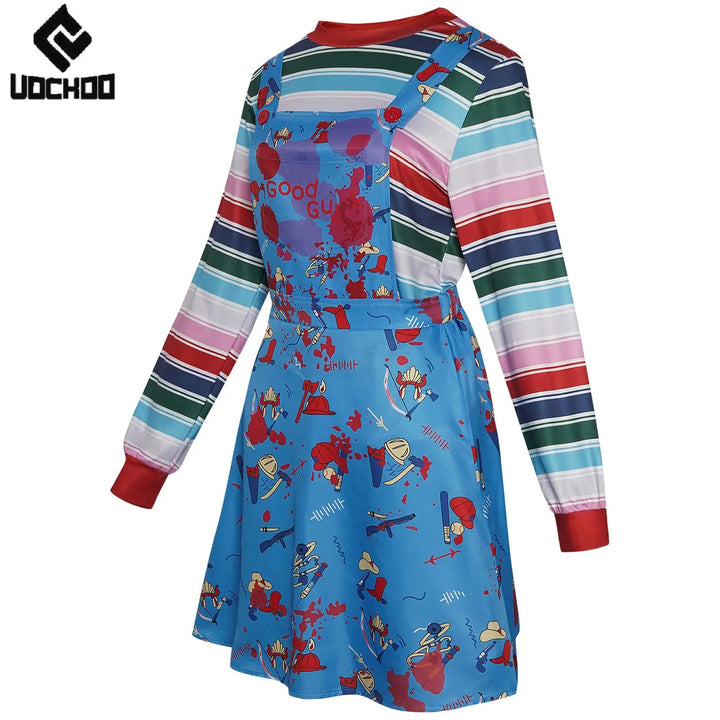Halloween Baby Ghost Dress Horrible Bloody Dress Movie Cospaly Costume Day of The Dead Two-Piece Set Women Carnival Wear