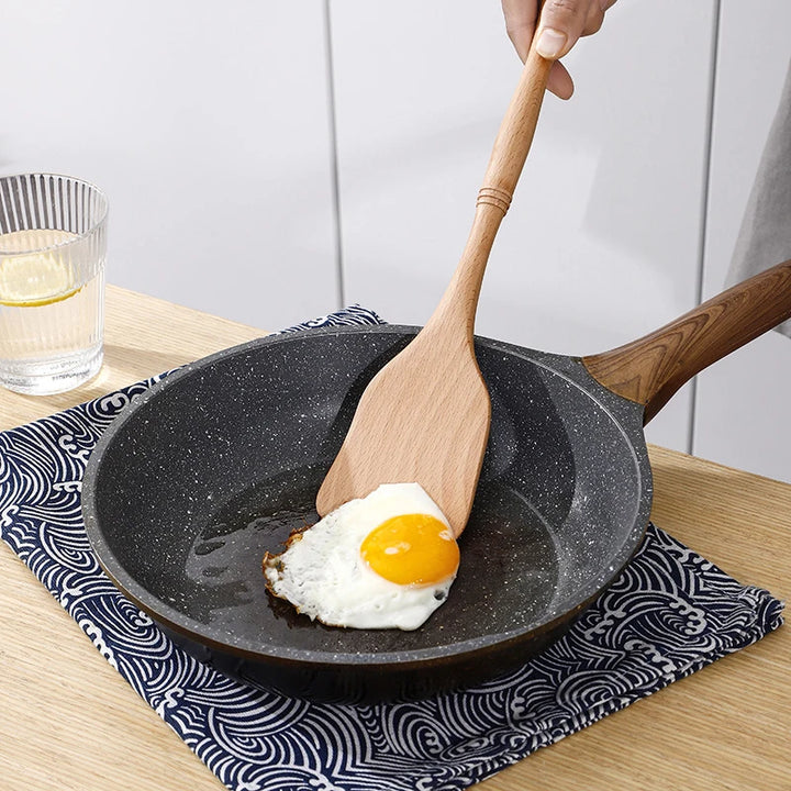 7pcs Wood Kitchen Utensils Set with Bamboo Joint Design Nature Wooden Spaghetti Spoons Wok Spatula for Cooking Accessories