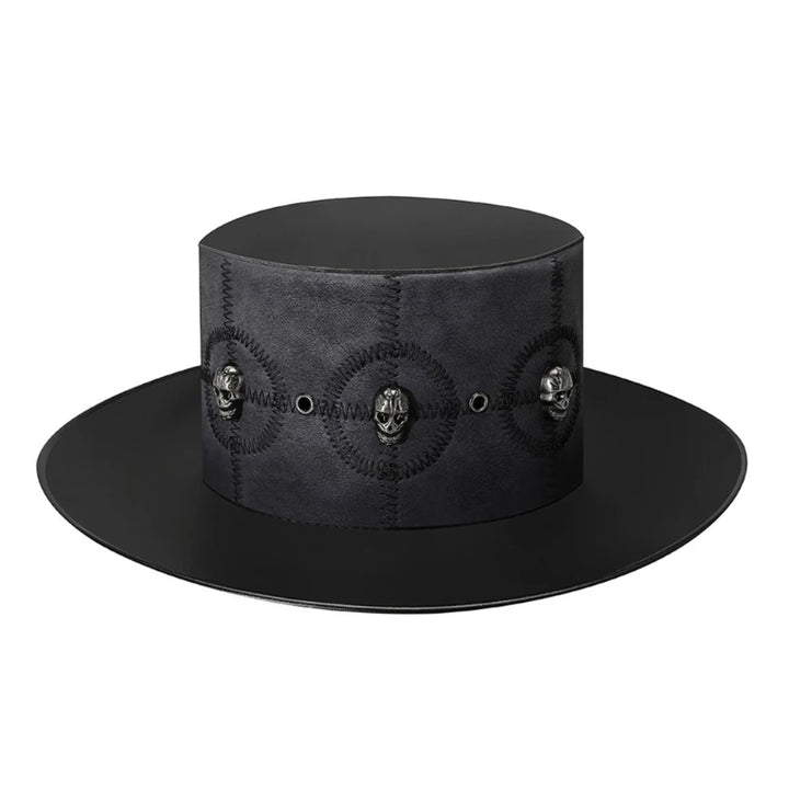 Steampunk Top Hat Halloween Costume Cosplays Gothics Party Accessory Props Black Imitation-Leather Hat for Men Women