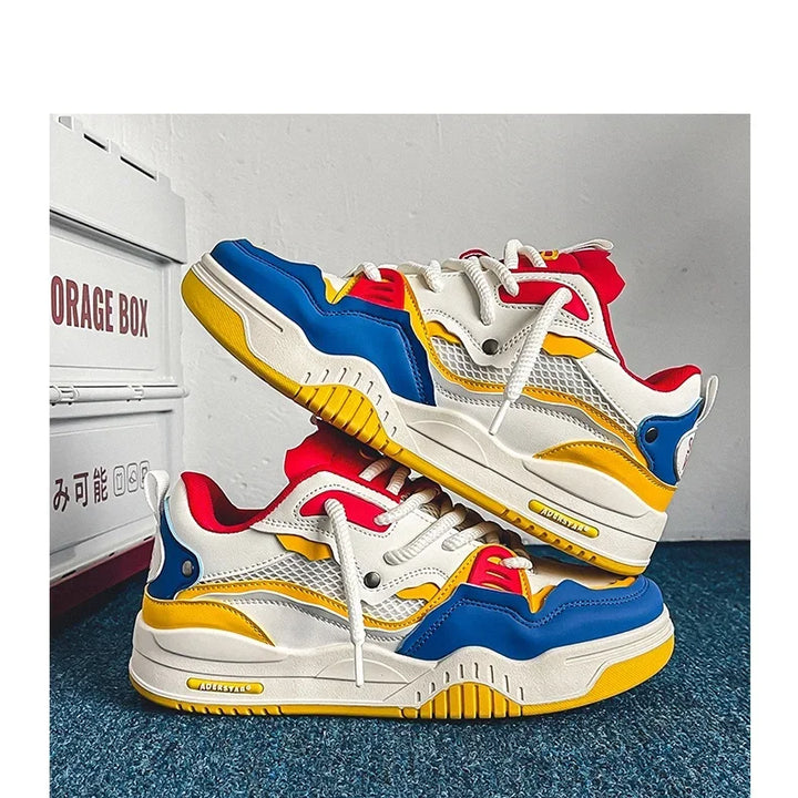 Men's Vulcanized Shoes Trendy Personalized Teenagers Casual Shoes Round Toe Lace-Up Plus Size Platform Shoes Men Shose For Sale