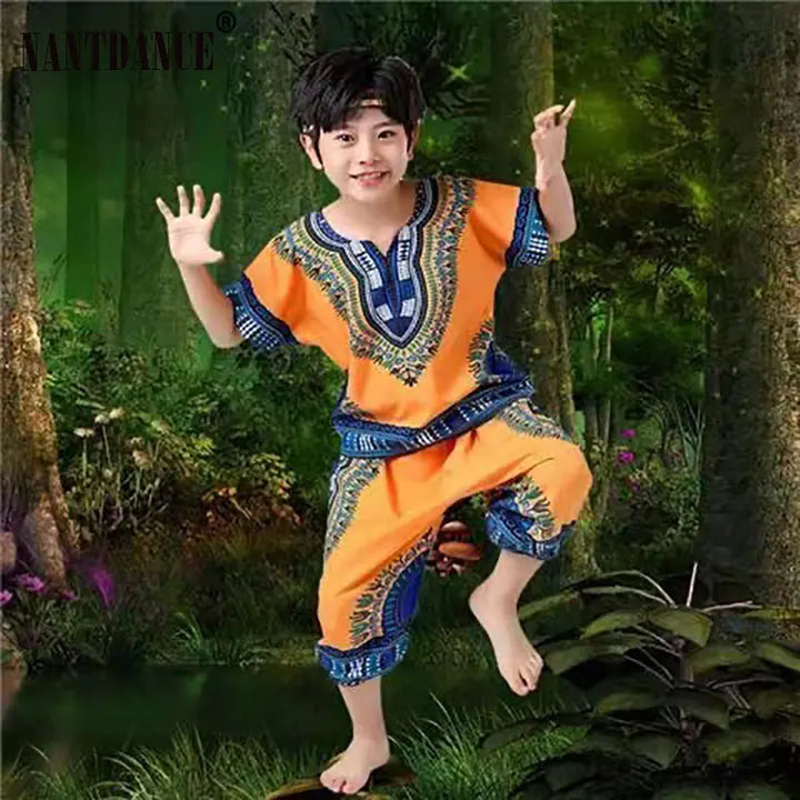 Halloween Cosplay Costume Children Savage Caveman Costumes Boy Leopard Flintstone African Tribal Hunter Indians Clothing Girl