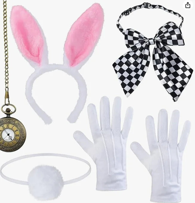 Halloween Easter White Rabbit Top Hat Alice Cosplay Bunny Bowler Men Women Magician Costume Accessory Suit Fairy Tale Tea Party