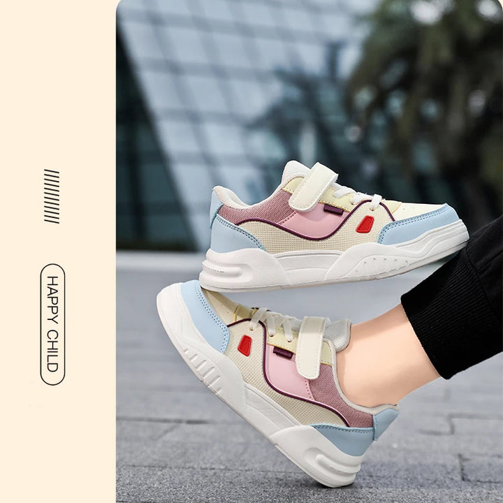 Kids Spring Sneakers Girls School Casual Shoes Outdoor Breathable Running Shoes Light Soft Tenis Pink Non-slip Children Shoes