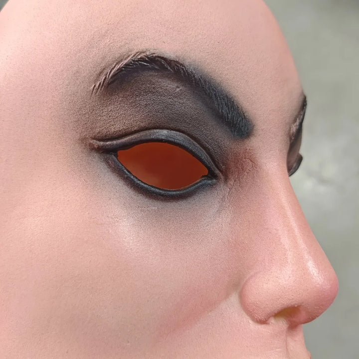 New Realistic Heavy Makeup Female Latex Mask Full Head Creepy Beauty Head Cover Halloween Cosplay Horror Party Costume Accessory