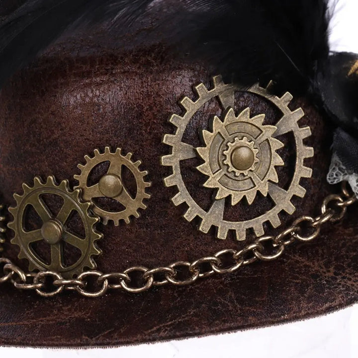 Vintage Halloween Top Hat Fashion Lightweight Scarecrows Witch Hat Gears Feather Funny Steampunk Hair Clip Carnival Party