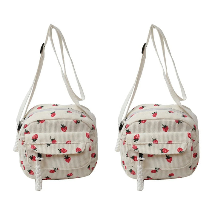 Cute Strawberry Shoulder Bag Casual Zipper Trendy Crossbody Bag Tote Handbag for Women Girls Travel Work Messenger Bag