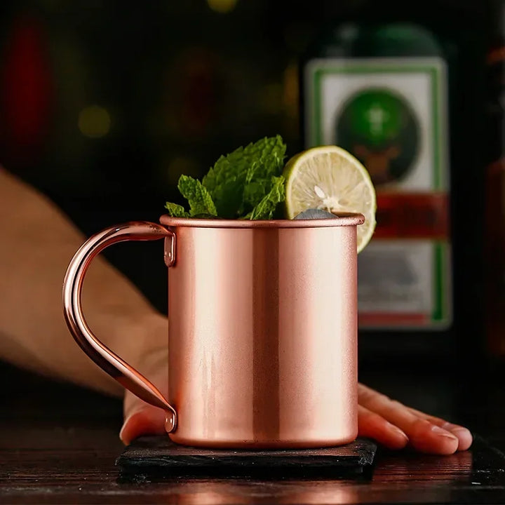 Moscow Mule Mug Pure Copper Solid Smooth without Inside Liner for Cocktail Coffee Beer Milk Water Cup Home Bar Drinkware