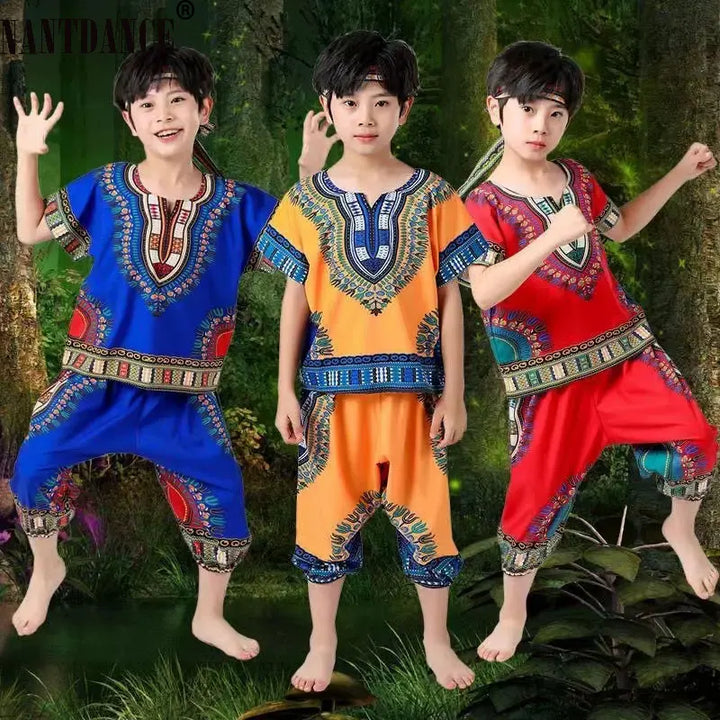 Halloween Cosplay Costume Children Savage Caveman Costumes Boy Leopard Flintstone African Tribal Hunter Indians Clothing Girl