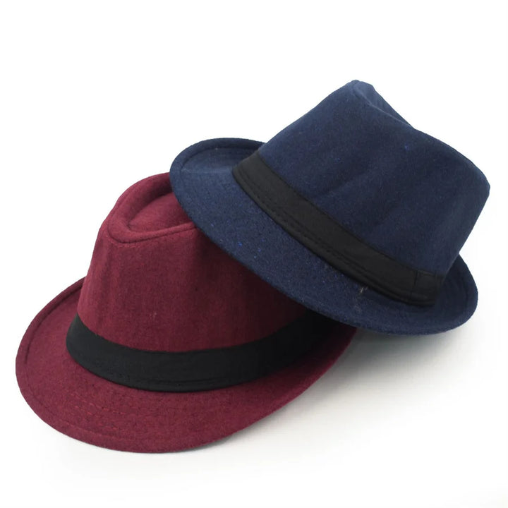 Unisex British Felt Jazz Hats For Middle Aged Men Bucket Hat Wool Fedoras Hat Autumn Winter Gentlemen Wedding Party Magic Caps