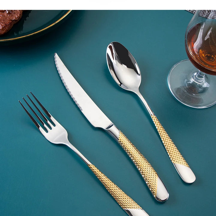 Kitchen Tableware Cutlery Set  Cutlery Set Stainless Steel Luxury Dinnerware Fork Spoon Knife Western Dinner Set Gold