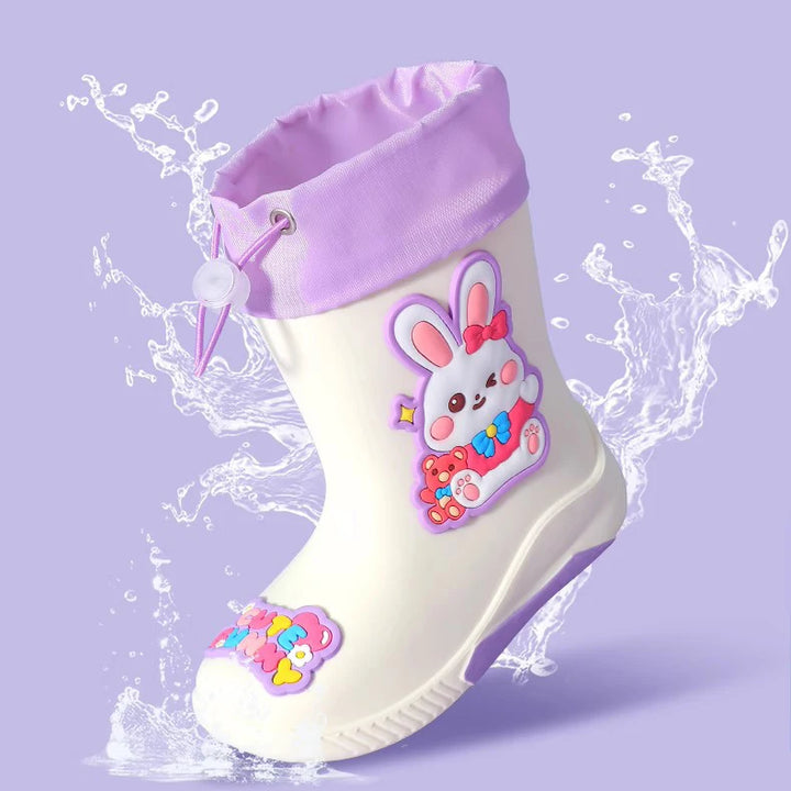 Kids' Mid-Calf Rain Boots Non-slip Durable With A Drawstring To Prevent Water Ingress High-Quality Rubber Waterproof Shoes