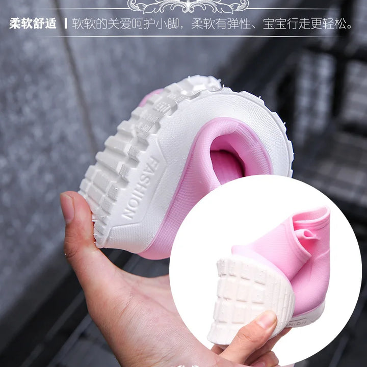 Kid's Rain Boots Anti Slip Waterproof Water Boots Boys Girls Solid Slip on Rubber Shoes Versatile Outdoor Children's Sneakers