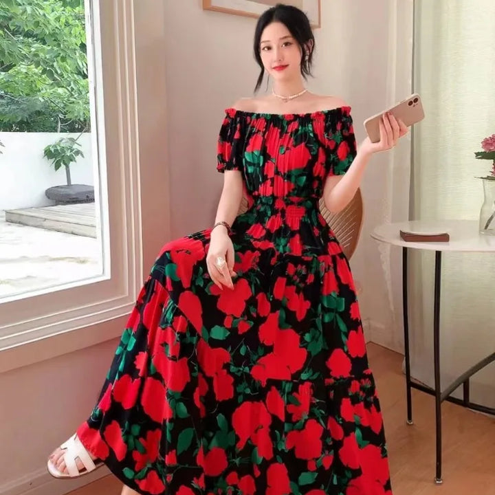 Vestidos Para Mujer Maxi Long Dress native stamps Bohemian Boho Cotton Floral Vintage casual.
