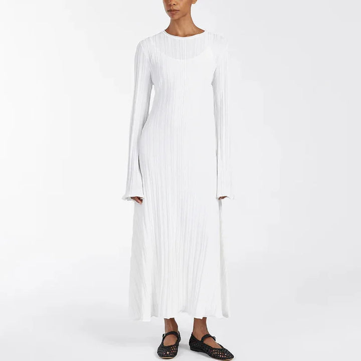 Tossy Knitwear Fashion Loose Maxi Dress Lace-Up High Waist Ribbed Long Sleeve Party