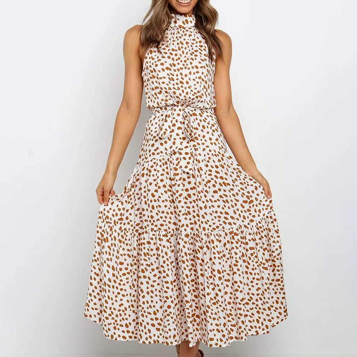 Long Dress Polka Dot Casual Dress Black Sexy Halter Clothes For Women