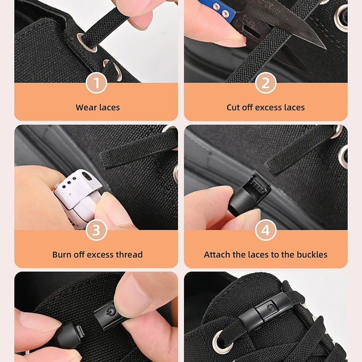 8mm No Tie Shoe Laces Press Lock Shoelaces Without Ties Elastic Laces Sneaker Kids Adult Widened Flat Shoelace for Shoes