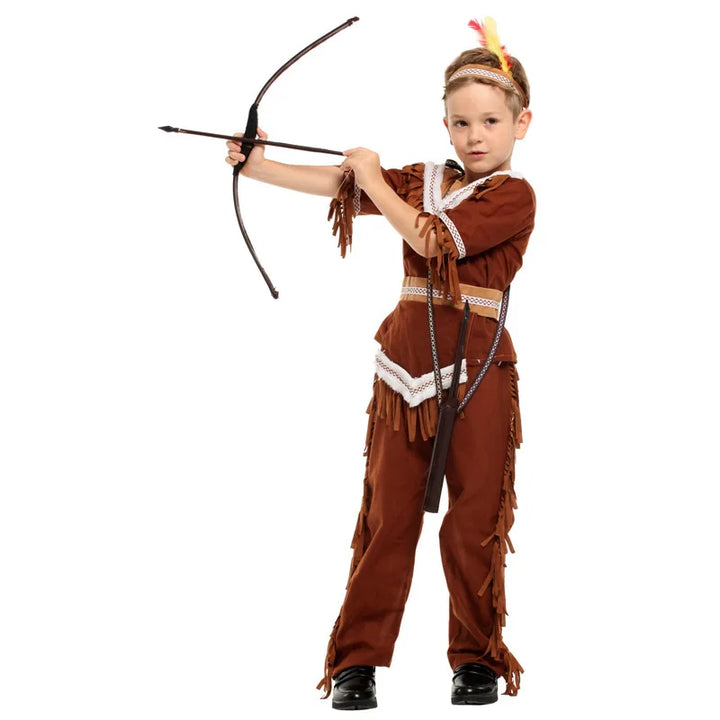 Halloween Indian Princess Costumes Kids Girls Boys Pocahontas Huntress Costume Purim Party Mardi Gras Fancy Dress Up ﻿