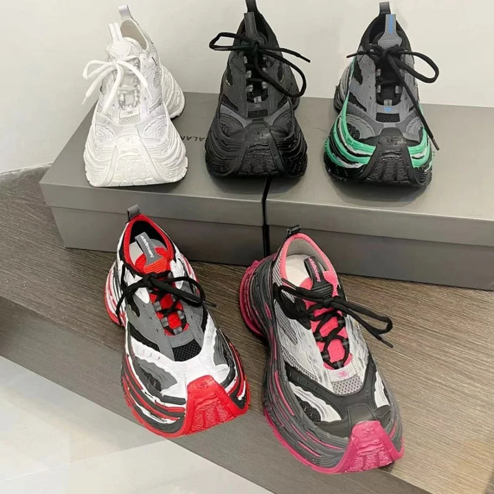 Fashion Designer Shoes Sneakers for Women and Men Mixed Colors Mesh Air Thick Sole Couple Chunky Sneakers Height-increasing