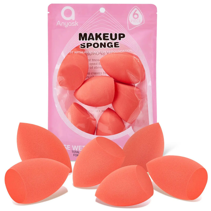 6Pcs Makeup Egg Sponge Fine Tip Flat Bottom Even Application High Resilience Beauty Egg