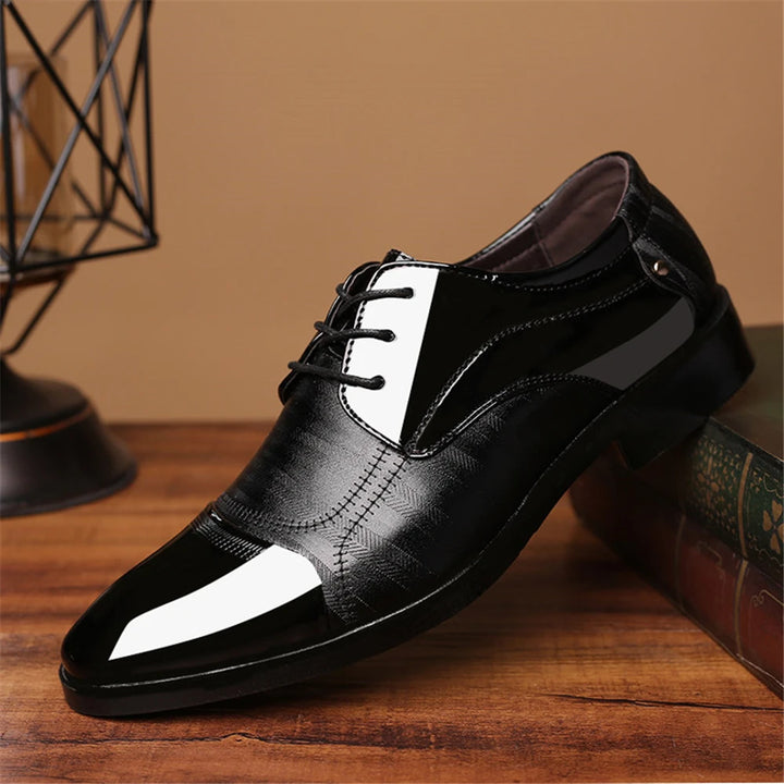 New Leather Shoes Men Lace Up Formal Dress Shoes Luxury Business Oxford Male Office Wedding Dress Shoes Footwear