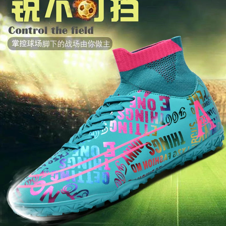 2025 New Hot Sale Football Boots Child Sneakers High Top AG Soccer Shoes Boys Outdoor Grass Training Shoes For Kids chuteiras de