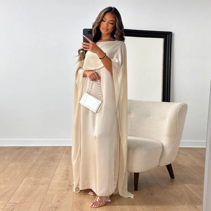 Chiffon Temperament O-neck Long High Waist Party Muslim Dress Dubai Abayas Evening Dress