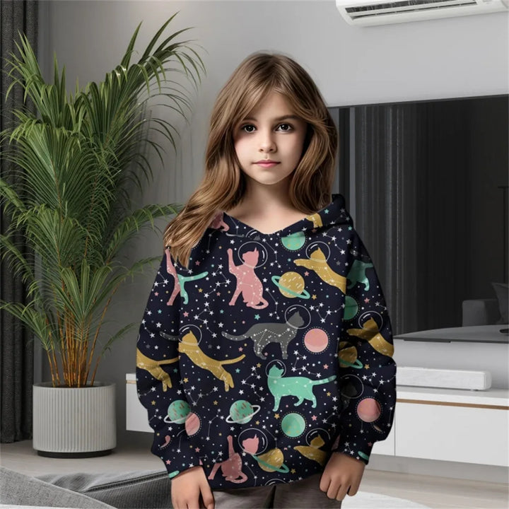 Girls Clothes Hoodie 3D Cat Print Blouses Sweatshirts Autumn Clothes for Children Sweatshirts Fashion Hoodies Children Clothes