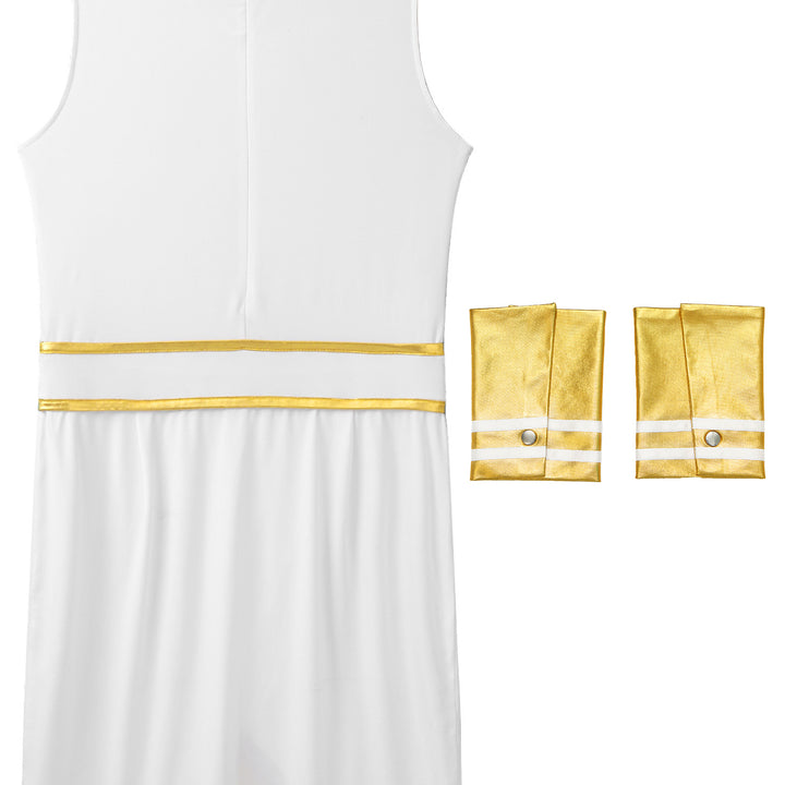 Mens Halloween Egyptian Pharaoh Costume Cosplay Theme Party Ancient Egypt God Robe Dress Greek Rome Spartan Warrior with Cuffs