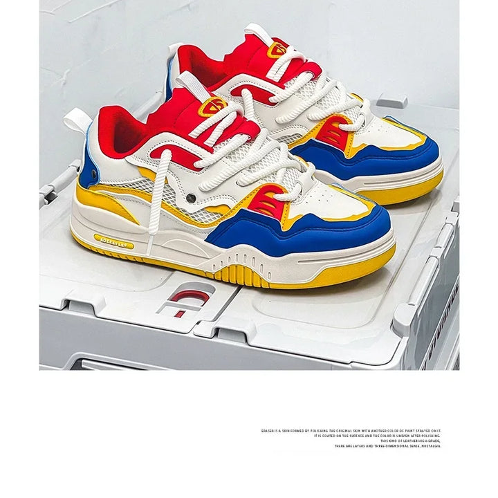 Men's Vulcanized Shoes Trendy Personalized Teenagers Casual Shoes Round Toe Lace-Up Plus Size Platform Shoes Men Shose For Sale