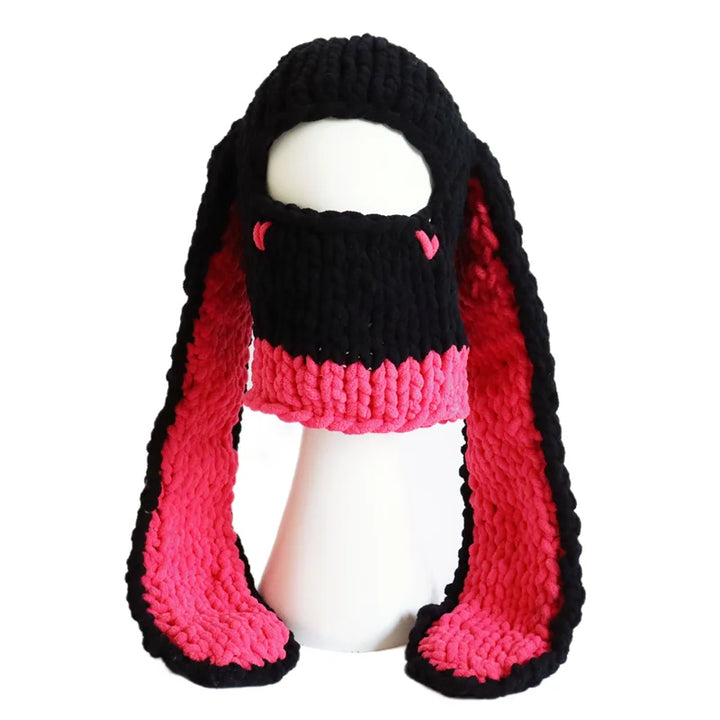 Halloween Funny Rabbit Ears Creative Knitted Hat Beanies Warm Full Face Cover Ski Mask Hat Windproof Balaclava Hat Outdoor Sport