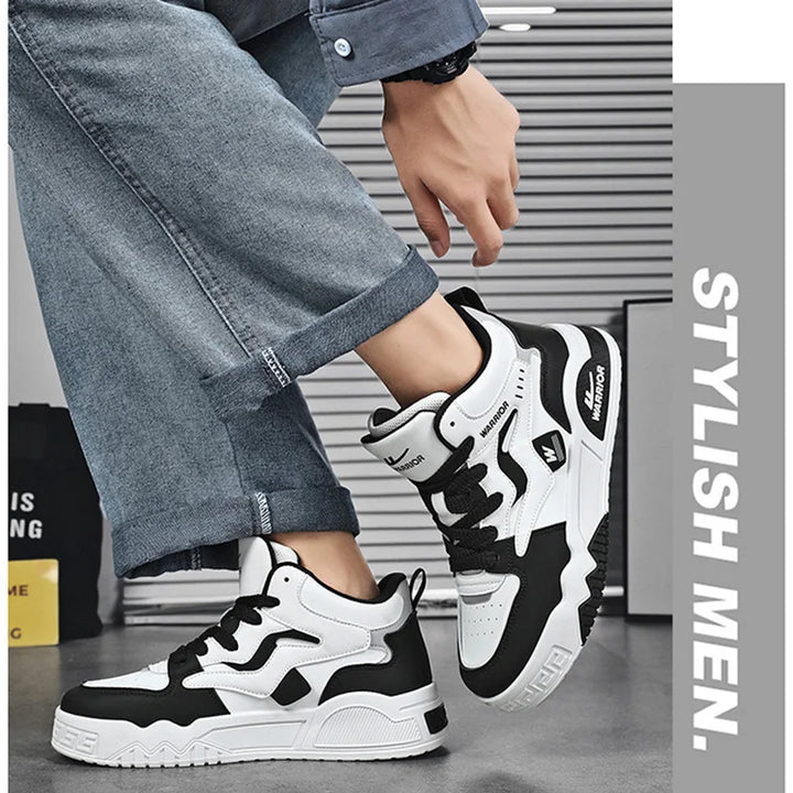 New Four Seasons Men's Sneakers Men's Comfortable Platform Shoes  Trend Lace-up Vulcanized Shoes White Casual Sneakers 5