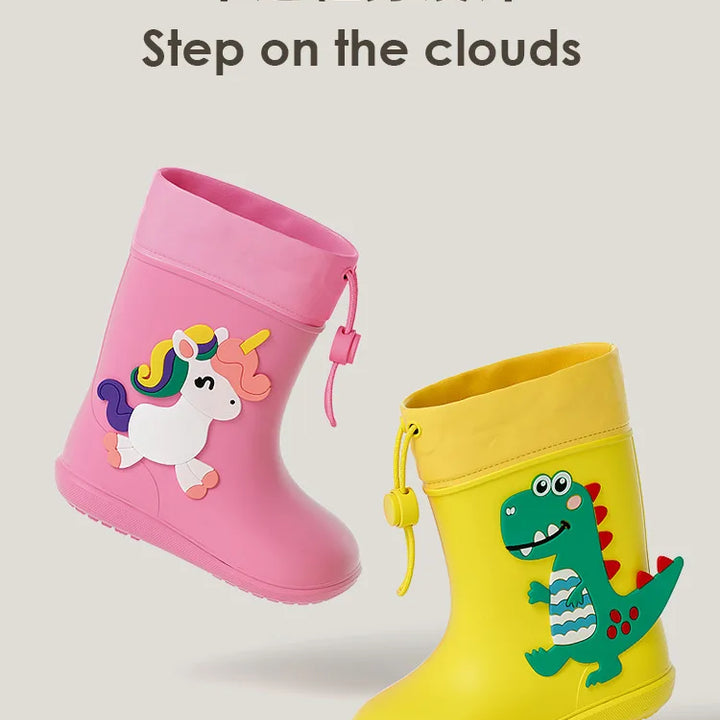 Kids Girl Boy Rain Boots Waterproof Toddler Rainboots Children's Shoes Rubber Boots Kids Baby Cartoon Dinosaur Water Shoes Boots