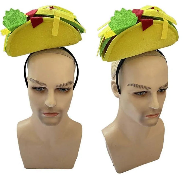 New Year Halloween French Fries Hat Cloth Personalized Taco Hair Hoop Yellow Head Accessories Creative Pizza Hat Headwear
