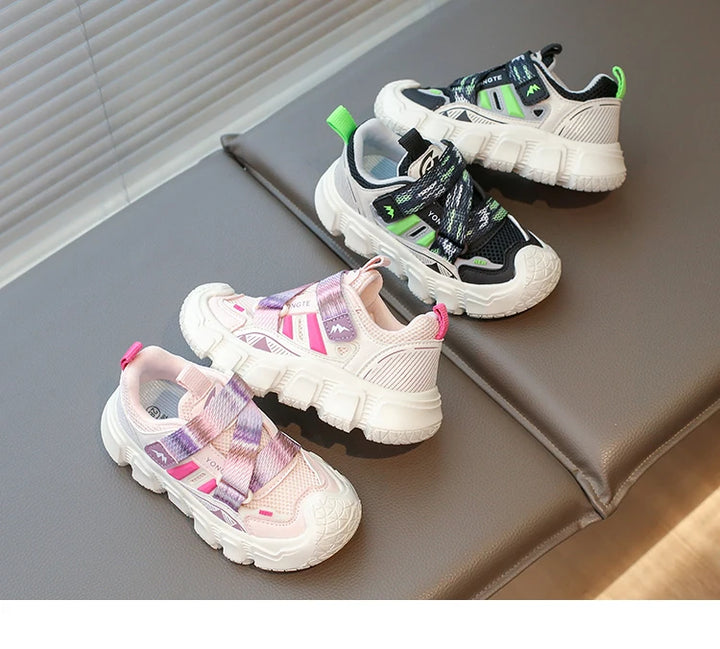Kids Casual Sneakers for Boys Girls 2025 Autumn New Toddler Colorblock Versatile Sneakers Breathable Soft Sole School Footwear