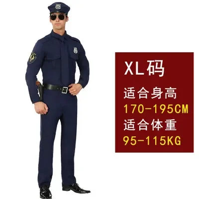 Halloween Policeman Costumes adult Party Carnival Police Uniform men Army Policemen Cosplay Clothing Sets Party Performance