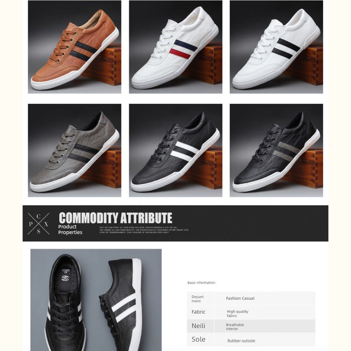 Trendy Men's Shoes Breathable Low Top Spring New Arrival Leather Surface Casual Shoes Men's K-style Series Shoes Board Shoes Youth Plaid Driving Shoes