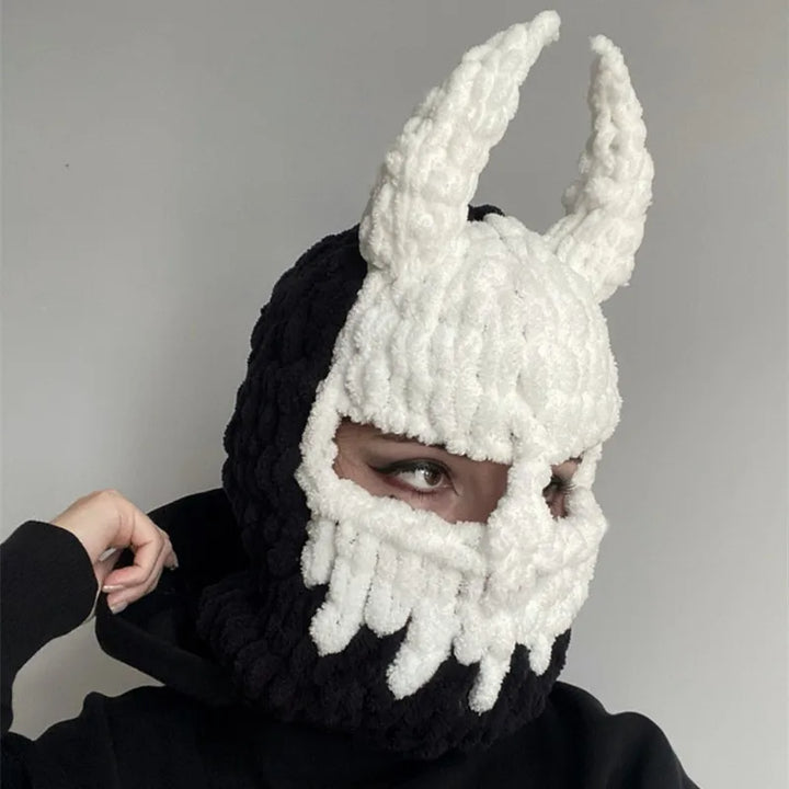 Halloween Funny Rabbit Ears Creative Knitted Hat Beanies Warm Full Face Cover Ski Mask Hat Windproof Balaclava Hat Outdoor Sport