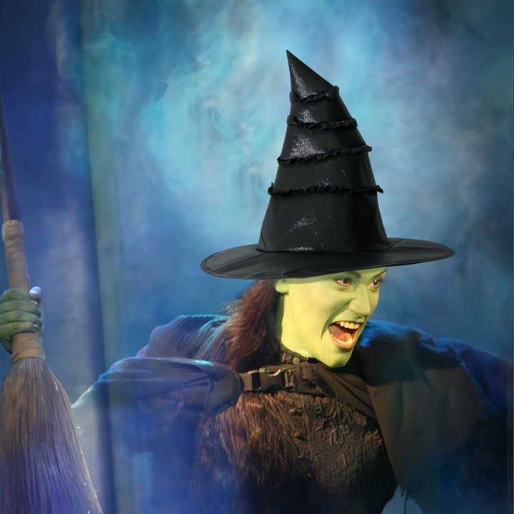 3Pcs Halloween Black Witch Hat With Lace Ruffles – Gothic Dark Sorceress Costume Cap Women Girls Party Cosplay Carnival Decor