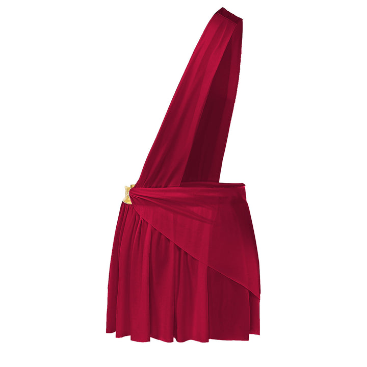 Halloween Ancient Greek Warrior Cosplay Costume Mens One Shoulder Strap Contrast Color Ruffle Skirt Carnival Theme Party Wear