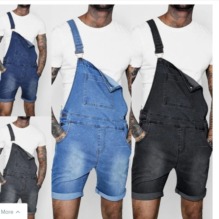 Fashion Streetwear Mens Suspenders Denim Jumpsuits Cargo Pants Men Shorts Masculino Jeans Pink Overalls